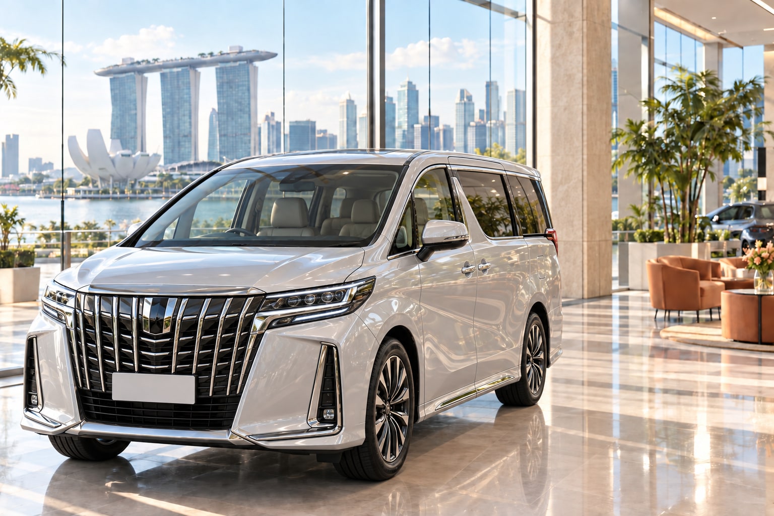 Pearl MPV in a sunlit Marina Bay showroom